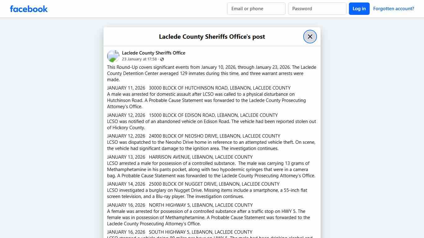 This Round-Up covers... - Laclede County Sheriffs Office Facebook