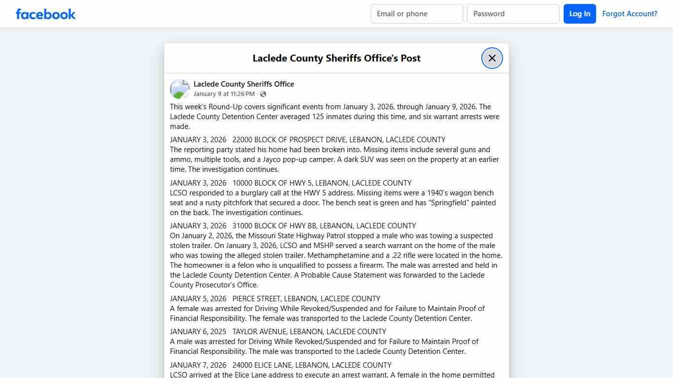 This week’s Round-Up... - Laclede County Sheriffs Office Facebook